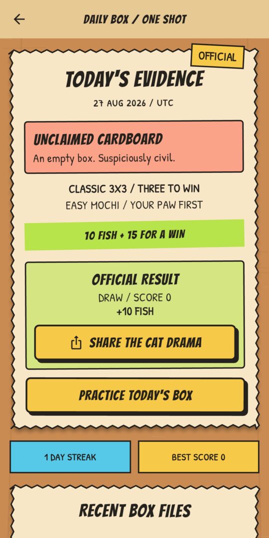 The Daily Box puzzle of the day with its reward