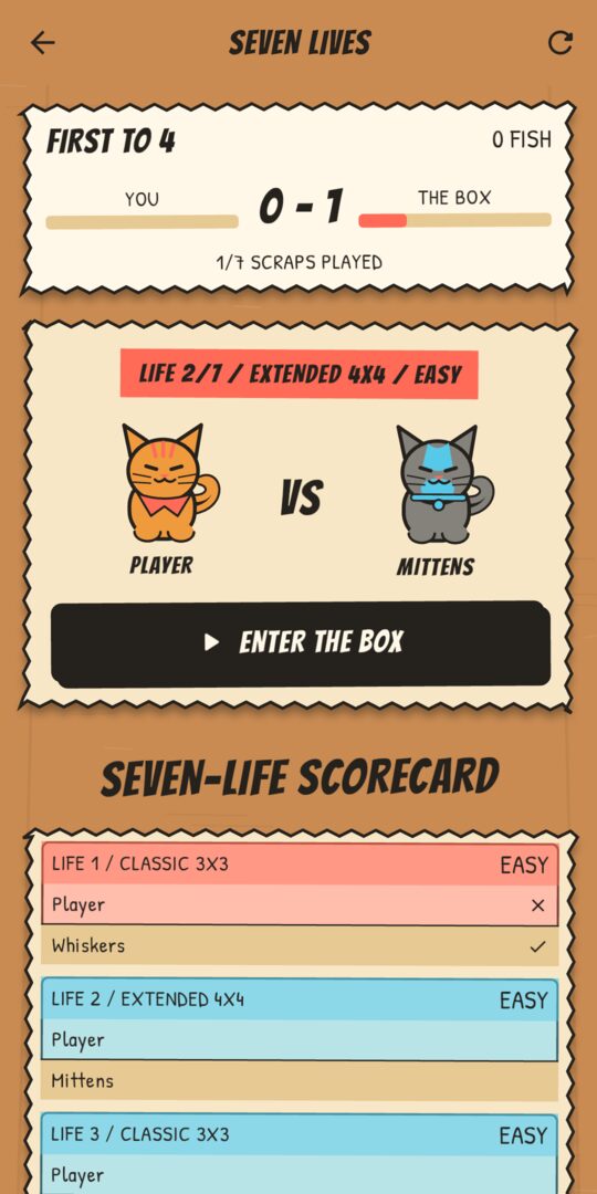 The Seven Lives tournament screen